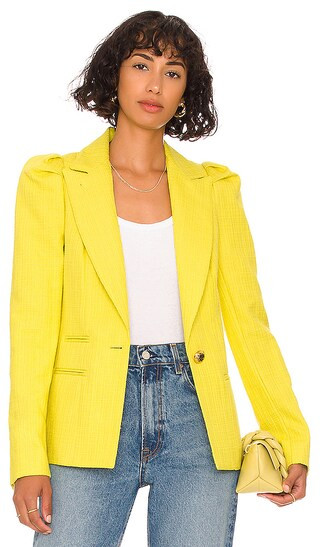 Box Pleat Blazer in Lemon | Revolve Clothing (Global)