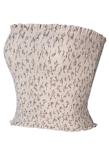 MixMatchy Women's Smocked Strapless Tube Top Bandeau Crop Top | Amazon (US)