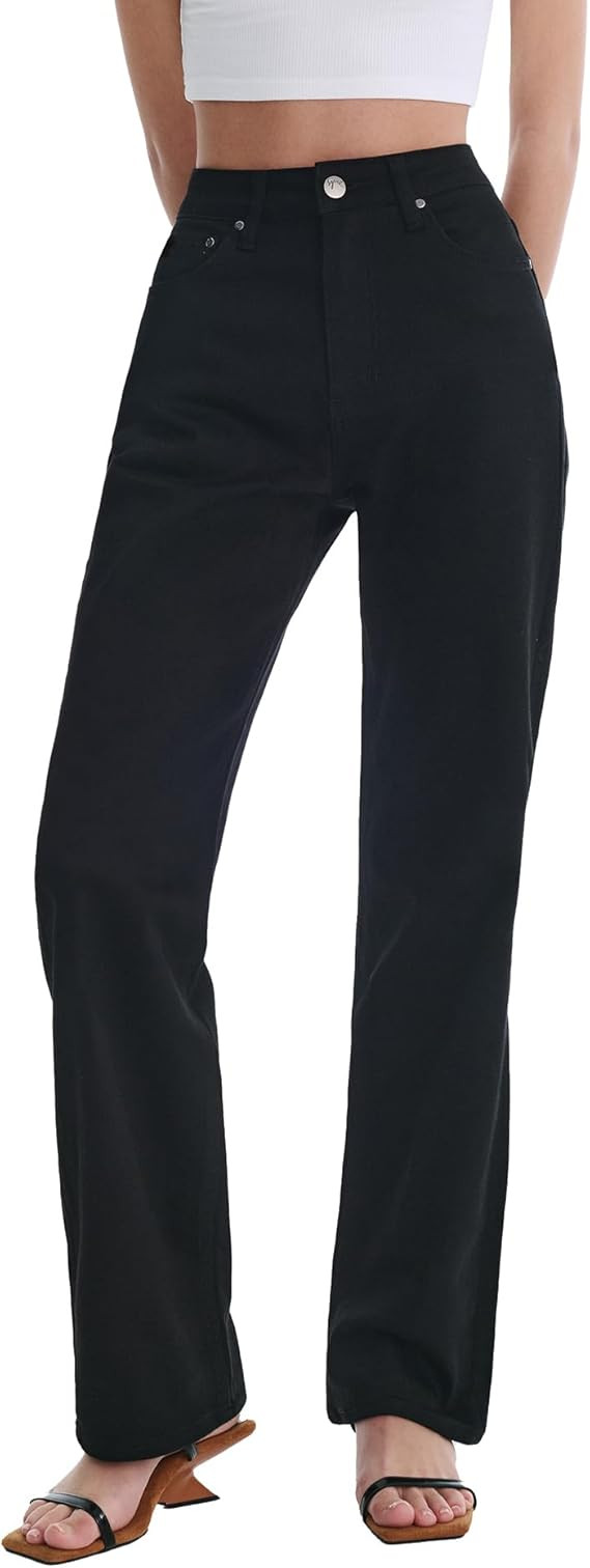 Women’s Jeans High Waisted Straight Leg Stretchy Jeans Trendy Wide Leg Casual Fit Denim Pants | Amazon (US)