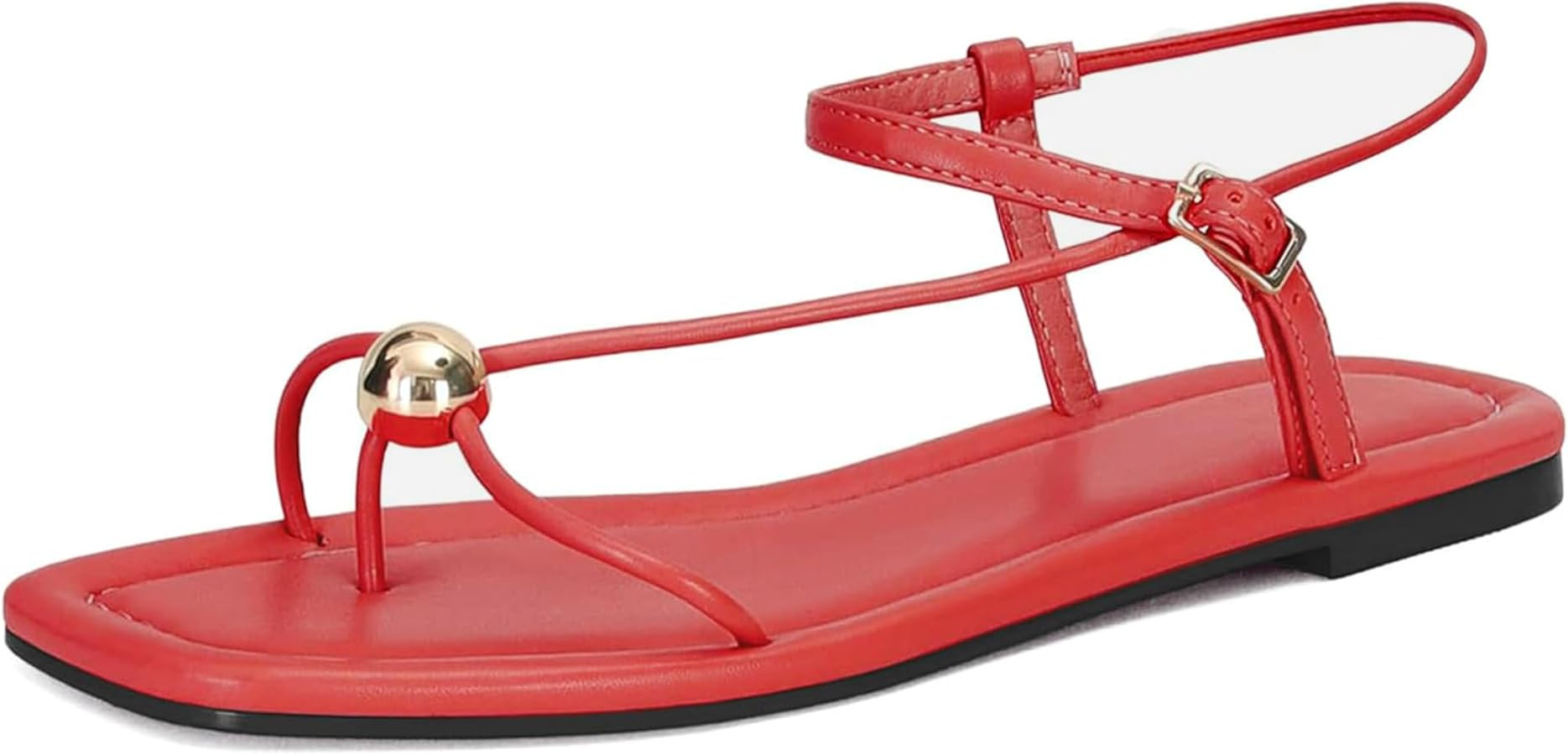 Strappy Flat Sandals for Women Comfortable Dressy Summer Beach Thong Flip Flop Slide Sandals with... | Amazon (US)