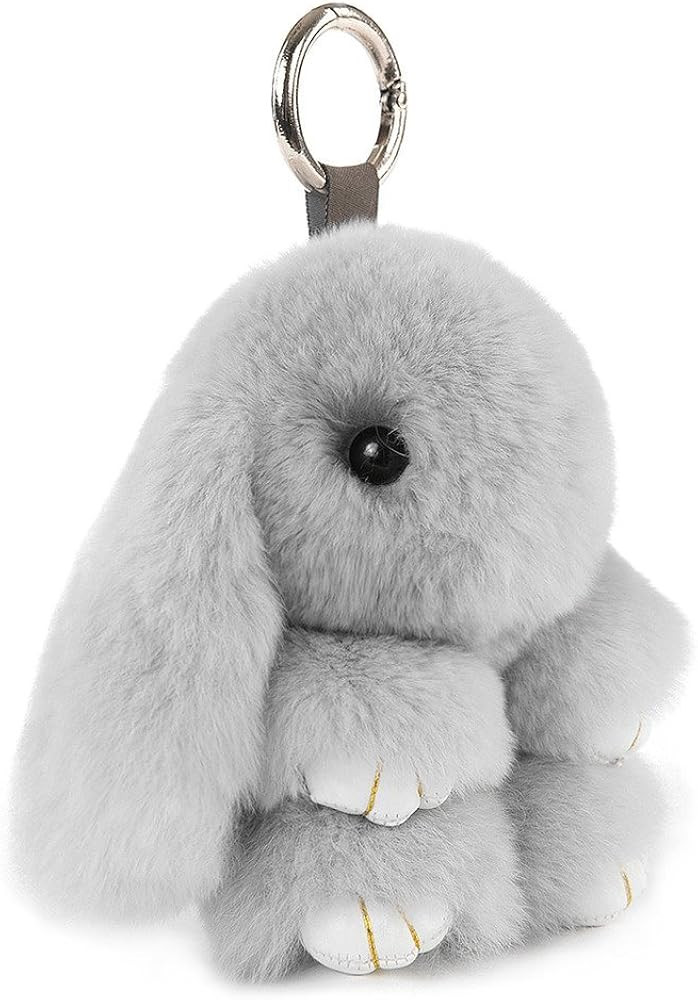CHMIING Bunny Keychain Soft Cute Rex Rabbit Fur Keychain Car Handbag Keyring | Amazon (US)