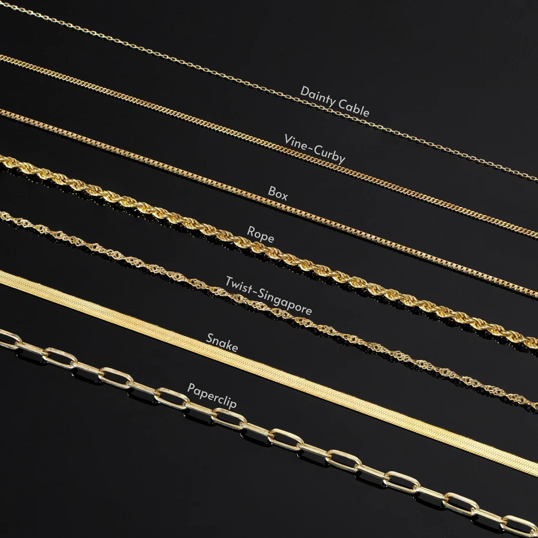 14k Gold Chain Necklace Box Chain Rope Chain Paperclip Chain Curby Chain Twist Chain Herringbone ... | Etsy (US)