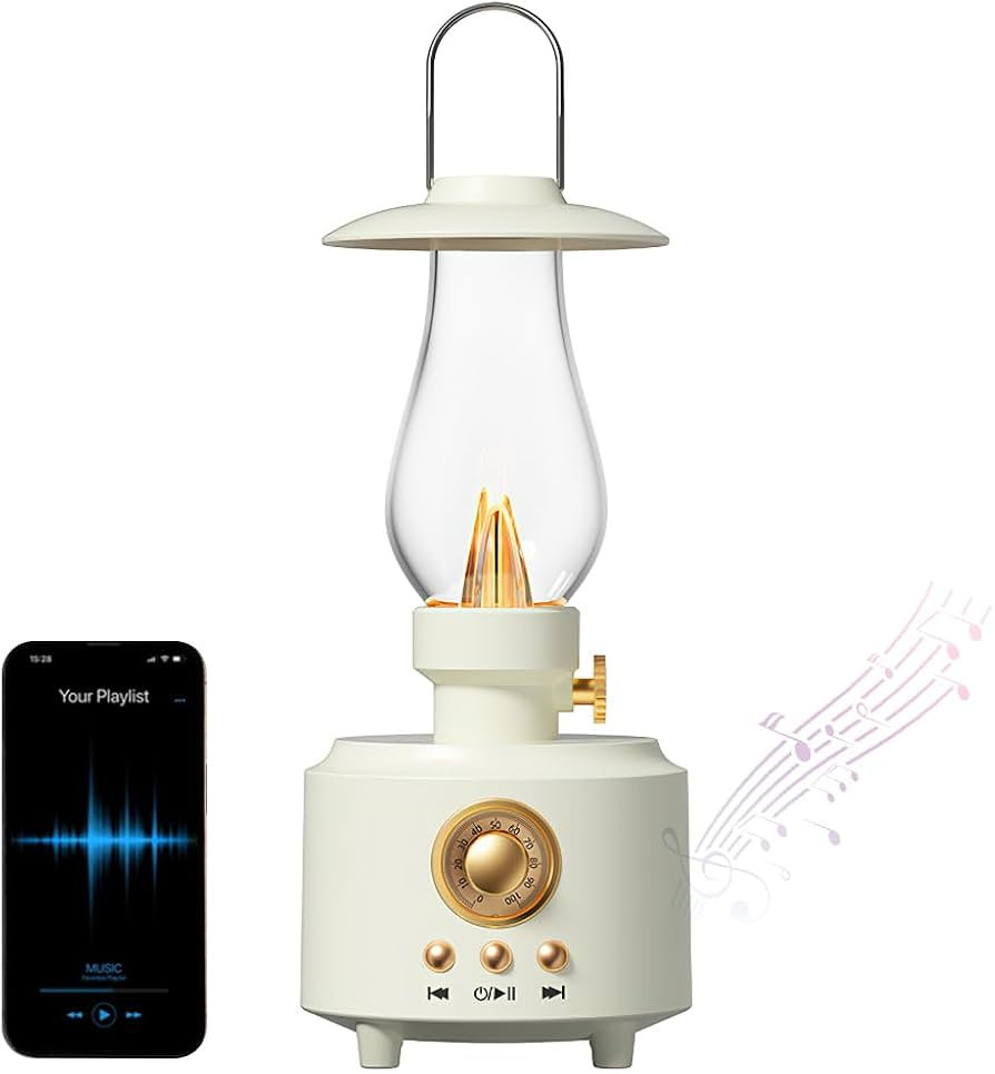 Vintage Kerosene Table Lamp, Waterproof Vintage Bluetooth Speaker with Light, AUX/TF Card/USB, Wh... | Amazon (US)