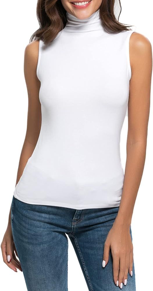 Nasperee Women Sleeveless/Long Sleeve Mock Turtleneck Tank Tops Slim Fit Stretchy Layer Tee Shirt... | Amazon (US)