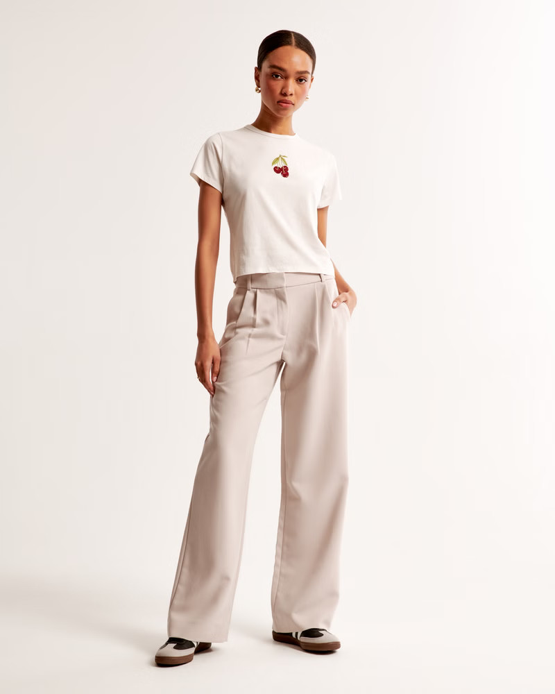 Women's Short-Sleeve Cherries Graphic Skimming Tee | Women's Clearance | Abercrombie.com | Abercrombie & Fitch (US)