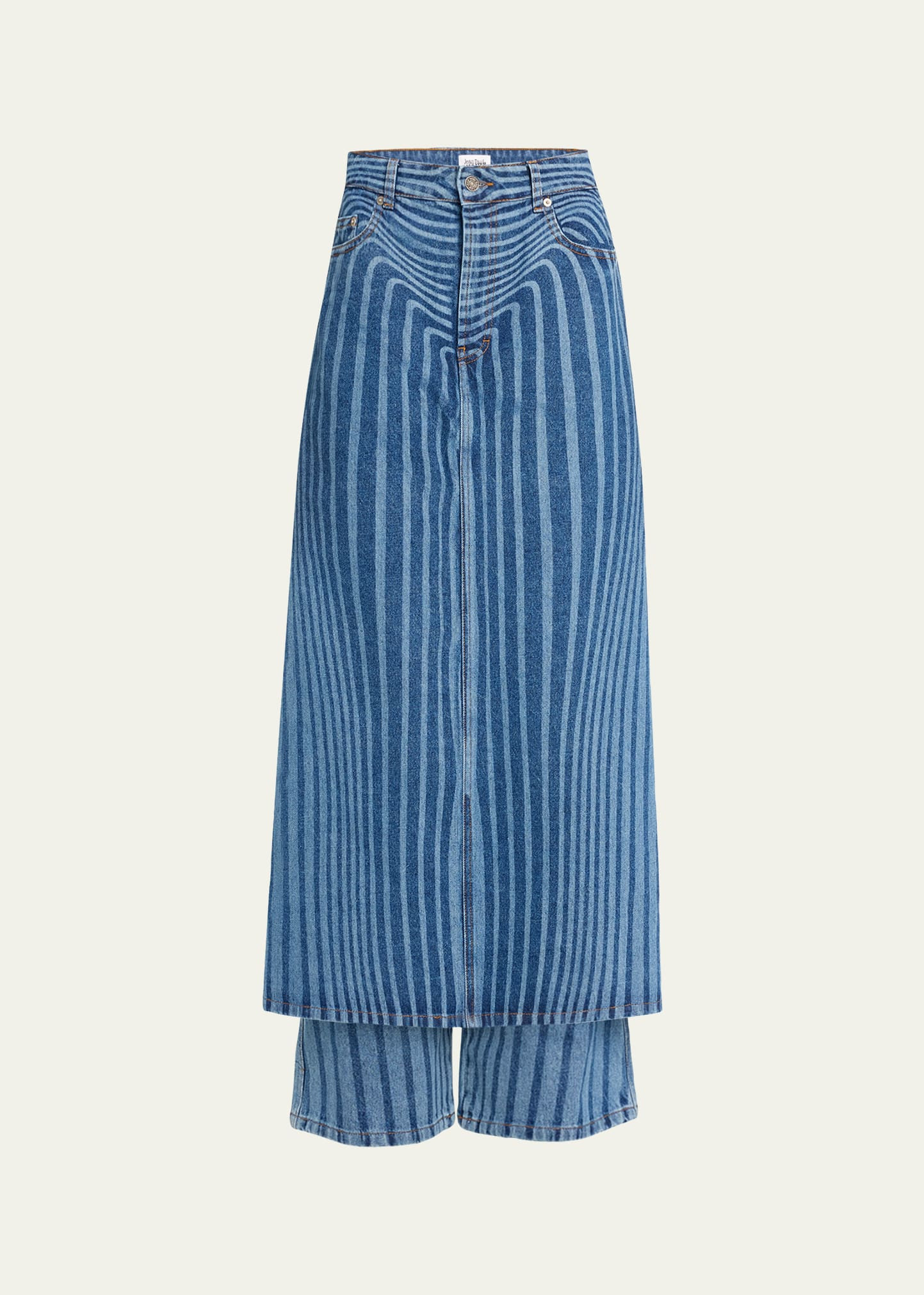 Jean Paul Gaultier Laser Print Denim Skirt Pants | Bergdorf Goodman