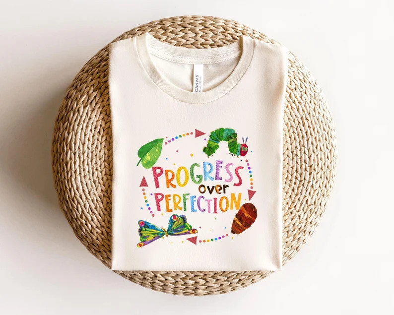 Progress Over Perfection Shirt, Inspirational Shirt, Butterflies Teacher Shirt, Gift for Teacher ... | Etsy (US)