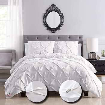 eBeddy Linen Ultra Silky Soft Pinch Pleated Egyptian Cotton Full/Queen 90x90 Size 3-Pieces Duvet ... | Amazon (US)