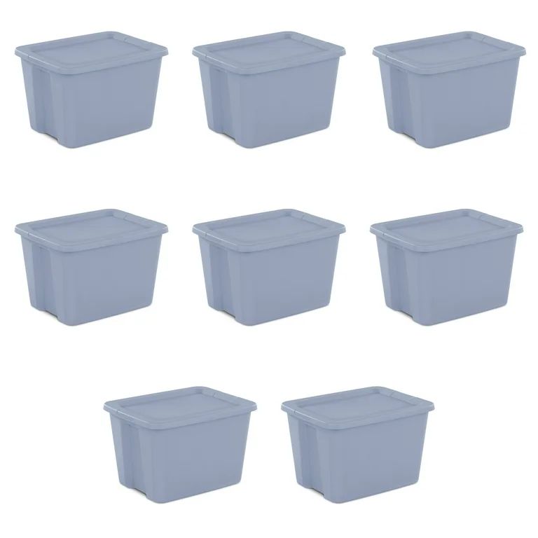 Sterilite 18 Gallon Tote Box Plastic, Washed Blue, Set of 8 - Walmart.com | Walmart (US)