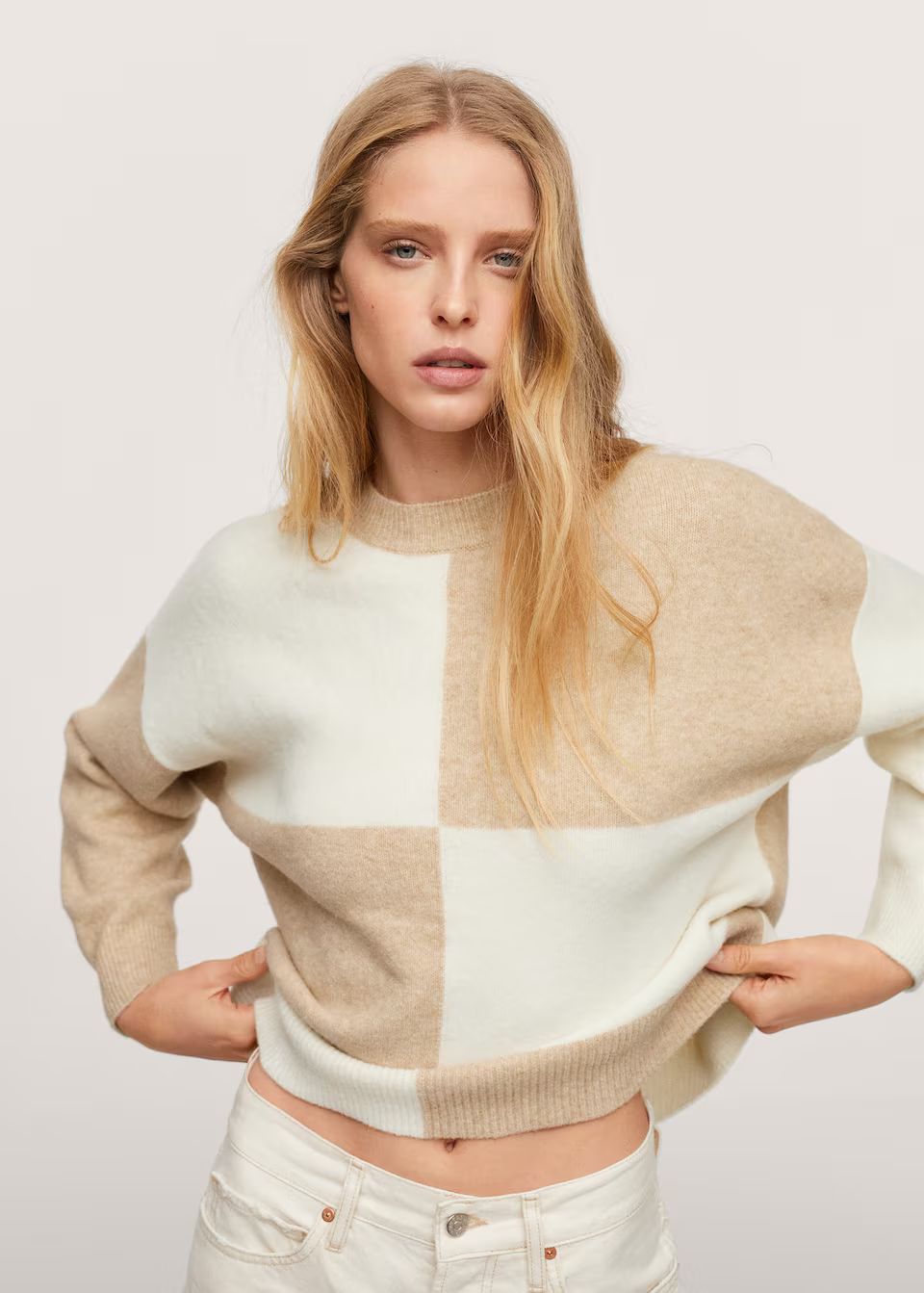 Checks knitted sweater | MANGO (US)