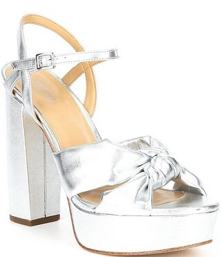 MICHAEL Michael Kors Josie Metallic Knotted Ankle Strap Platform Dress Sandals | Dillard's