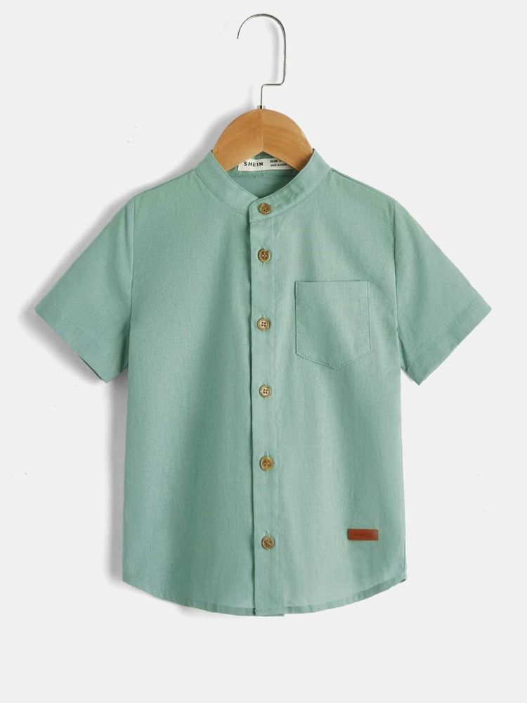 SHEIN Toddler Boys Pocket Front Patched Button Up Shirt | SHEIN