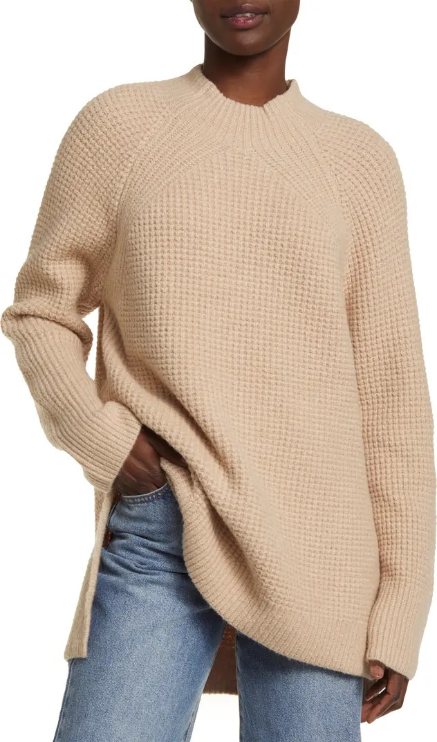 Mock Neck Waffle Knit Cotton Blend Sweater | Nordstrom