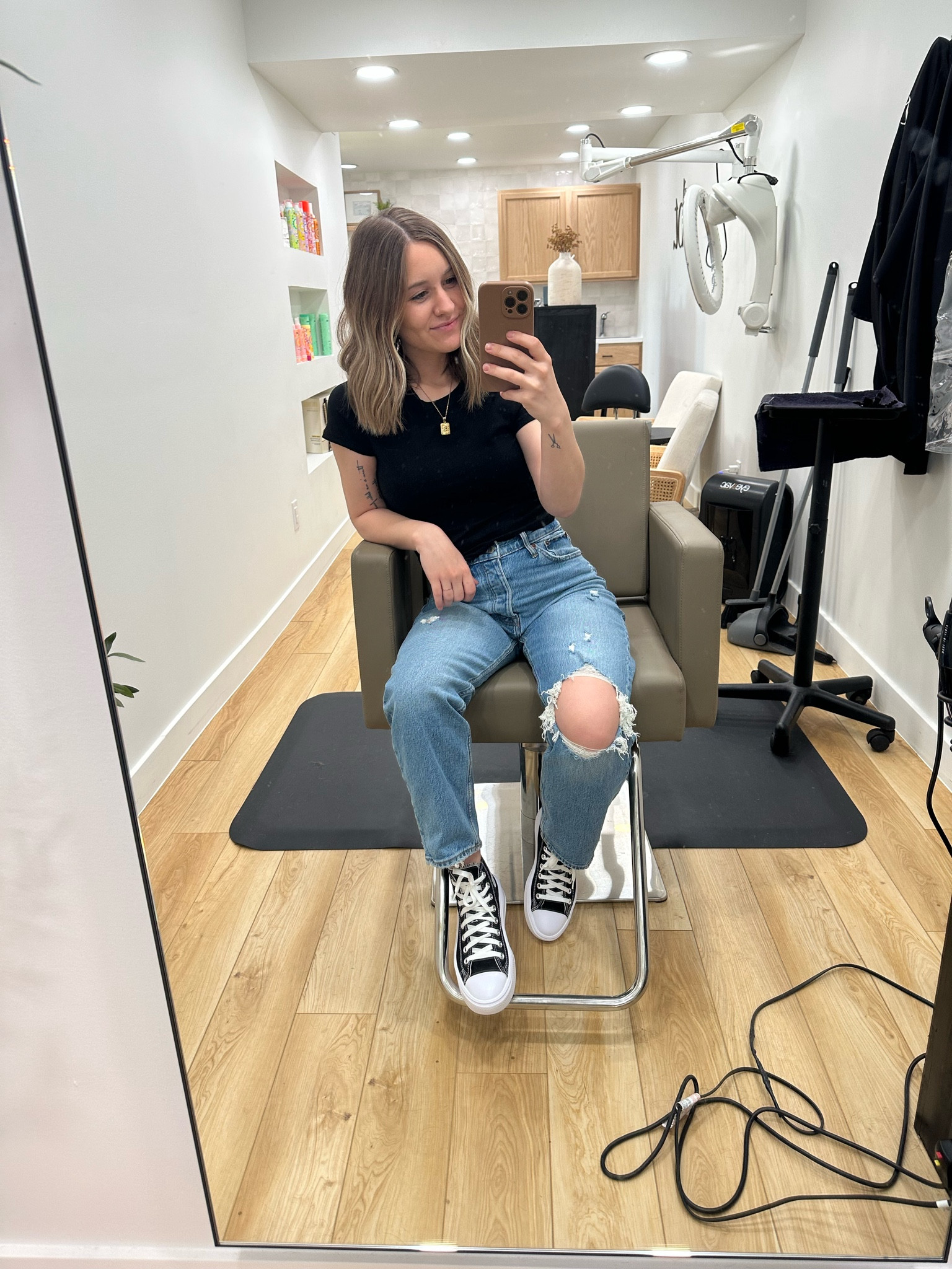 Abercrombie high waisted dad jeans and high top move converses for this casual work fit 

#LTKsalealert #LTKshoecrush #LTKstyletip