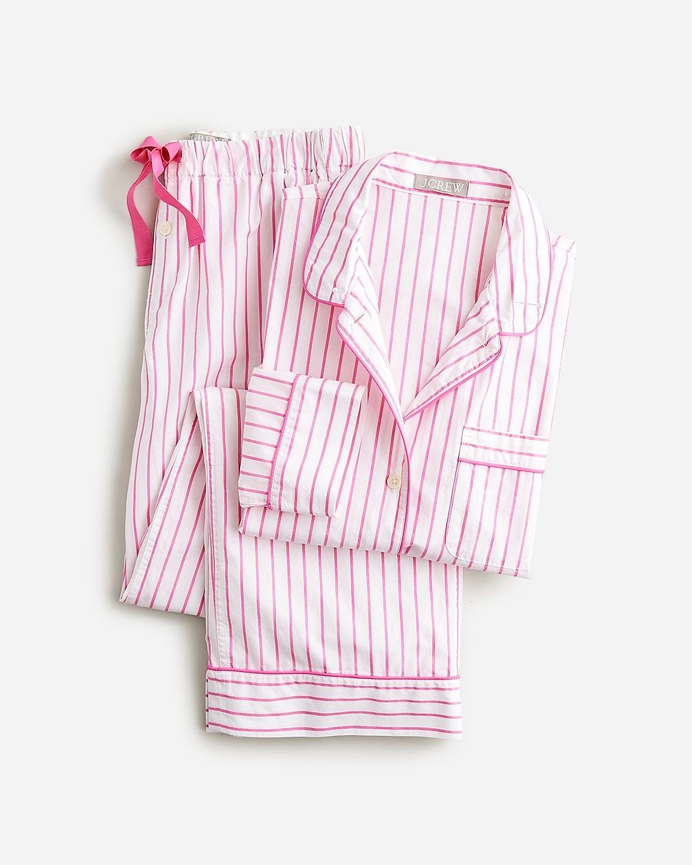 Long-sleeve cotton poplin pajama pant set in stripe | J.Crew US