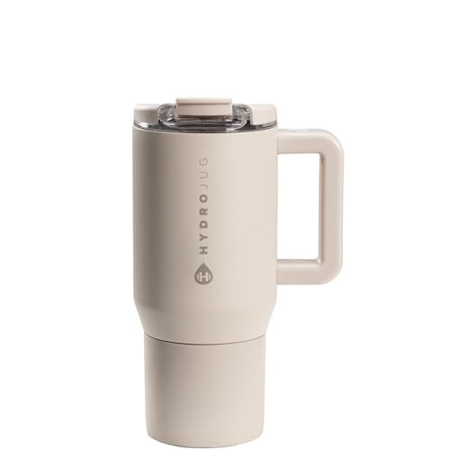 HydroJug Coffee Traveler 20 oz - Leak-Resistant, Ceramic-Lined Insulated Travel Coffee Mug for Hot or Cold Drinks with Flip Lid & Handle, Dishwasher Safe Coffee Tumbler, Dune | Amazon (US)