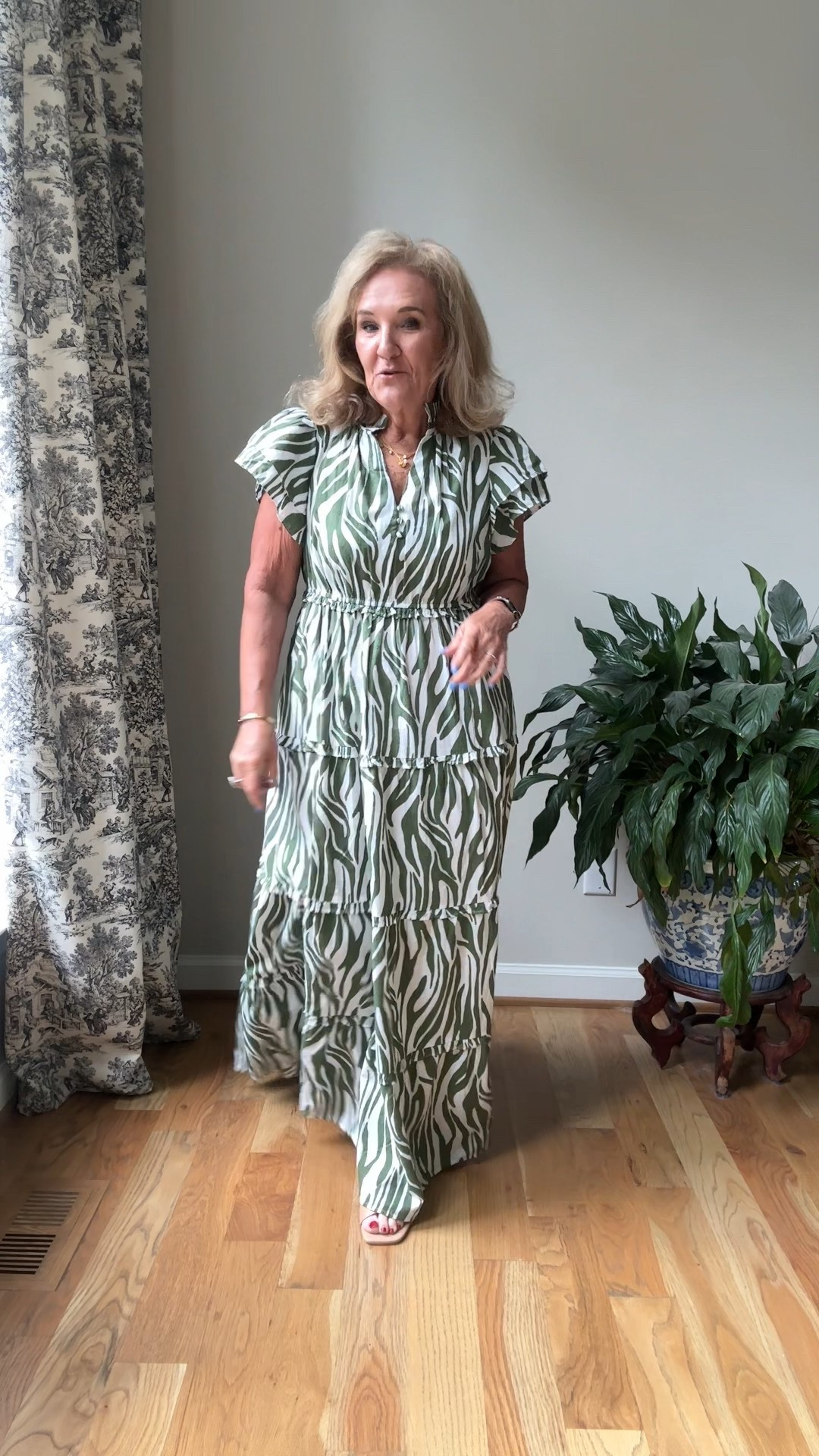 Green zebra print maxi dress fully lined 
Belk dress 
Vacation dress wedding guest dress cruise wear 

#LTKOver40 #LTKFindsUnder50 #LTKWedding