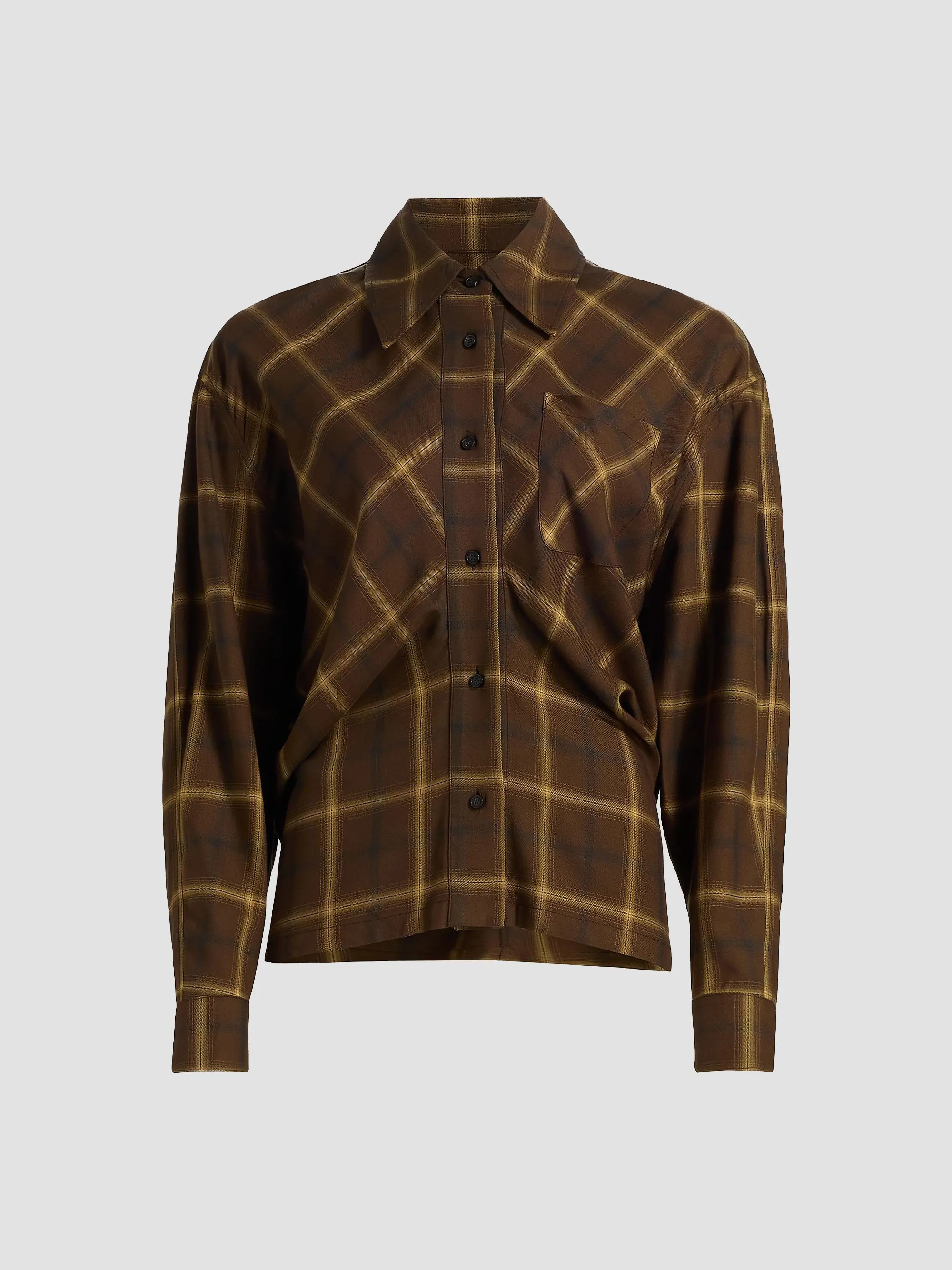 Women's Check Plaid Banana-Sleeve Shirt - Chocolate - Size Small | Saks Fifth Avenue