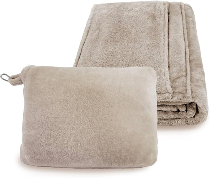 12BOTTLE 4 in 1 Travel Compact Blanket Pillow Super Soft Velvet with Luggage Sleeve and Backpack ... | Amazon (US)