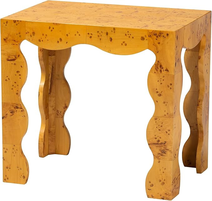 bali & pari Huxley Real Burl Wood End Table with Scalloped Edges, Orange Mappa | Amazon (US)