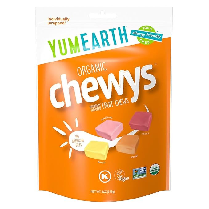 YumEarth Organic Chewys Fruit Flavored Chews, 5oz Sup, Allergy Friendly, Gluten Free, Non-GMO, Ve... | Amazon (US)