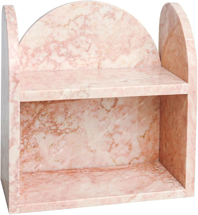 DUANYAN Marble Shelf Bathroom Counter Organizer and Storage 2-Tier Pink | Luxurious Makeup Organi... | Amazon (US)