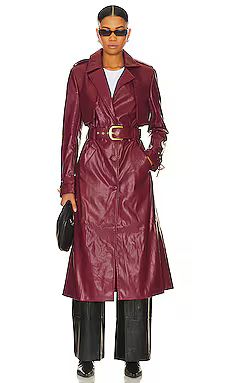 Bardot Faux Leather Trench Coat in Burgundy from Revolve.com | Revolve Clothing (Global)
