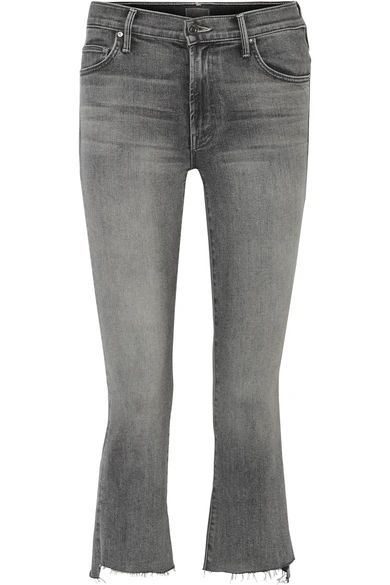 Mother - The Insider Crop High-rise Flared Jeans - Gray | NET-A-PORTER (US)