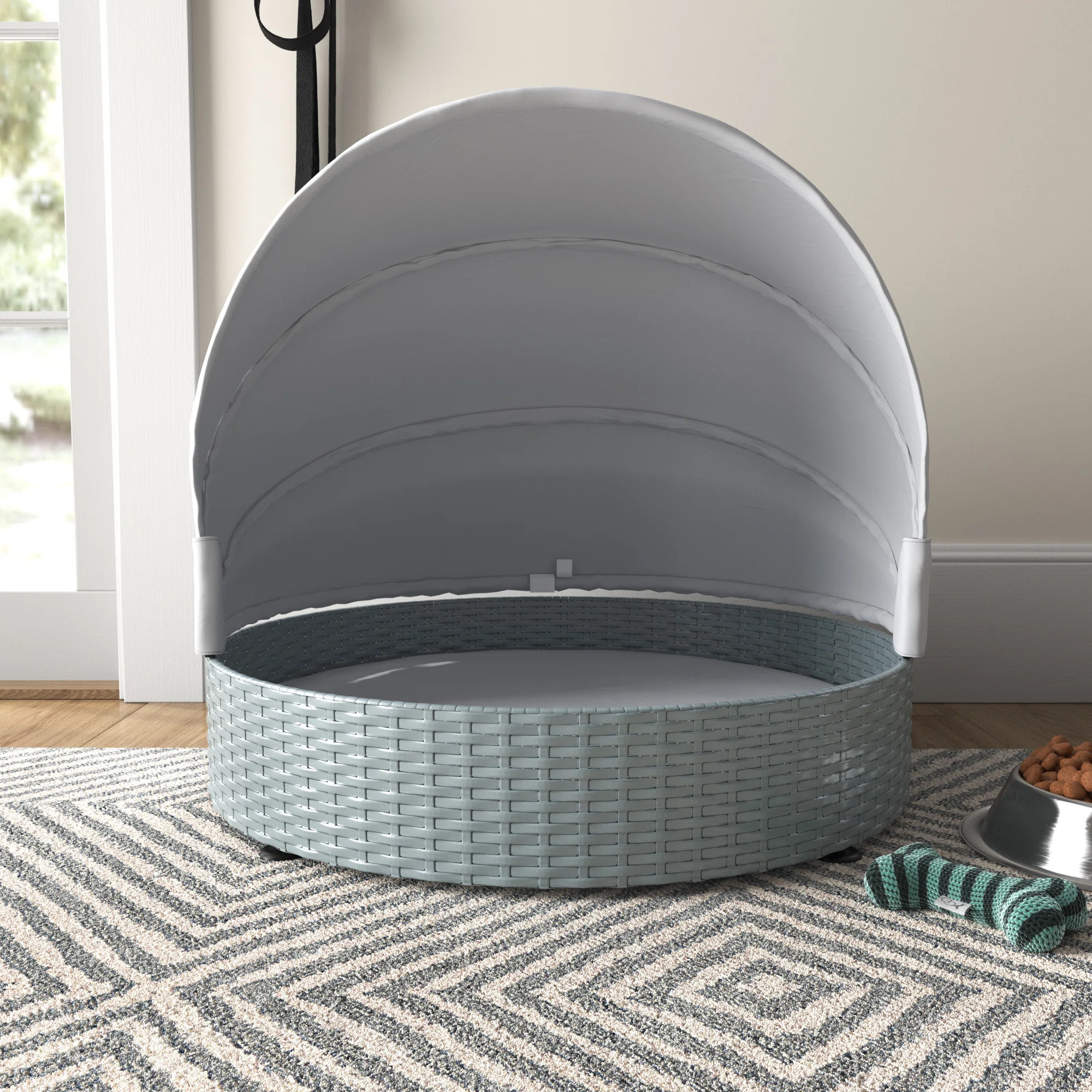 Archie & Oscar™ Mullaney Wicker Dog Bed With Adjustable Canopy Pet House Shelter For Small Dogs... | Wayfair North America