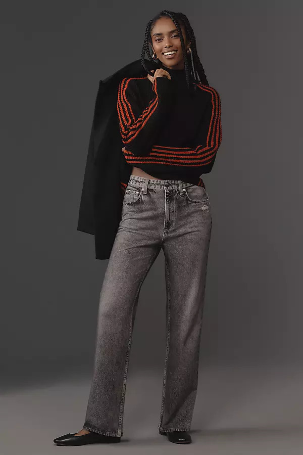 Miramar Shea High-Rise Relaxed Straight Denim-Knit Jeans | Anthropologie (US)