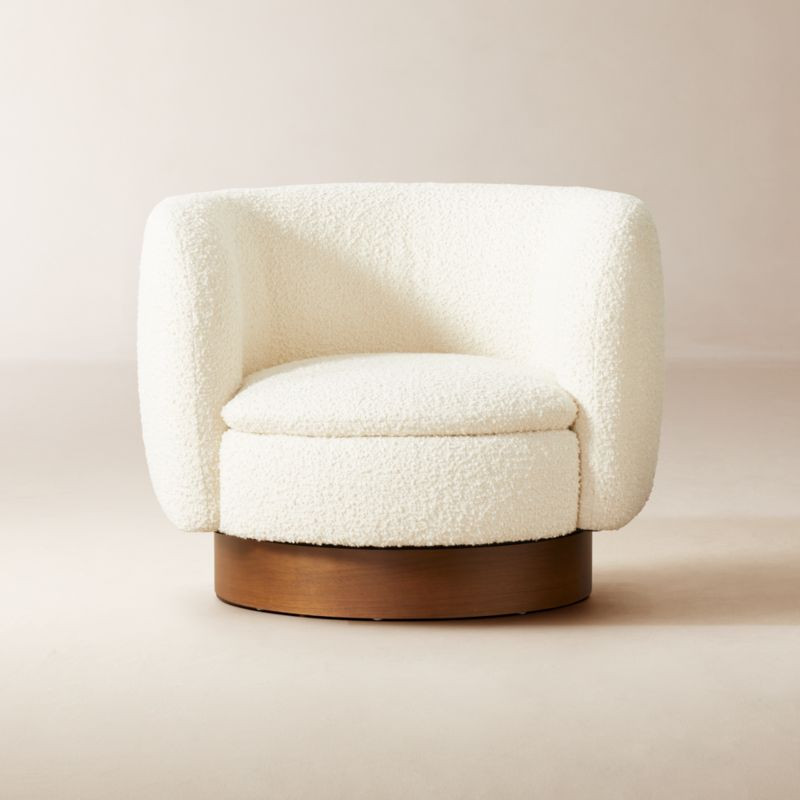 Muir White Boucle Swivel Chair + Reviews | CB2 | CB2