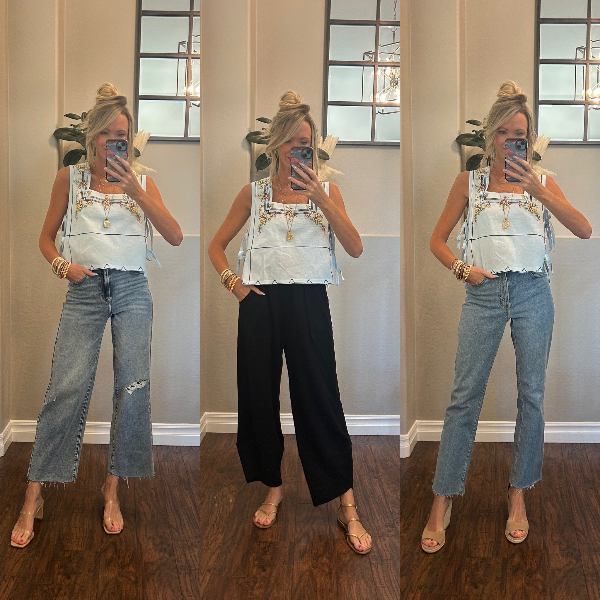 ❤️Look for Less top!
✔️I am wearing a tube top underneath. But a white tank would work too! 
✔️vici jeans- use my code TRACYSAVE30 for 30% off. I sized down.
✔️Abercrombie jeans are also on sale!! True to size. I went with short. Im 5’4 for reference. 

#LTKFindsUnder50 #LTKStyleTip #LTKWorkwear