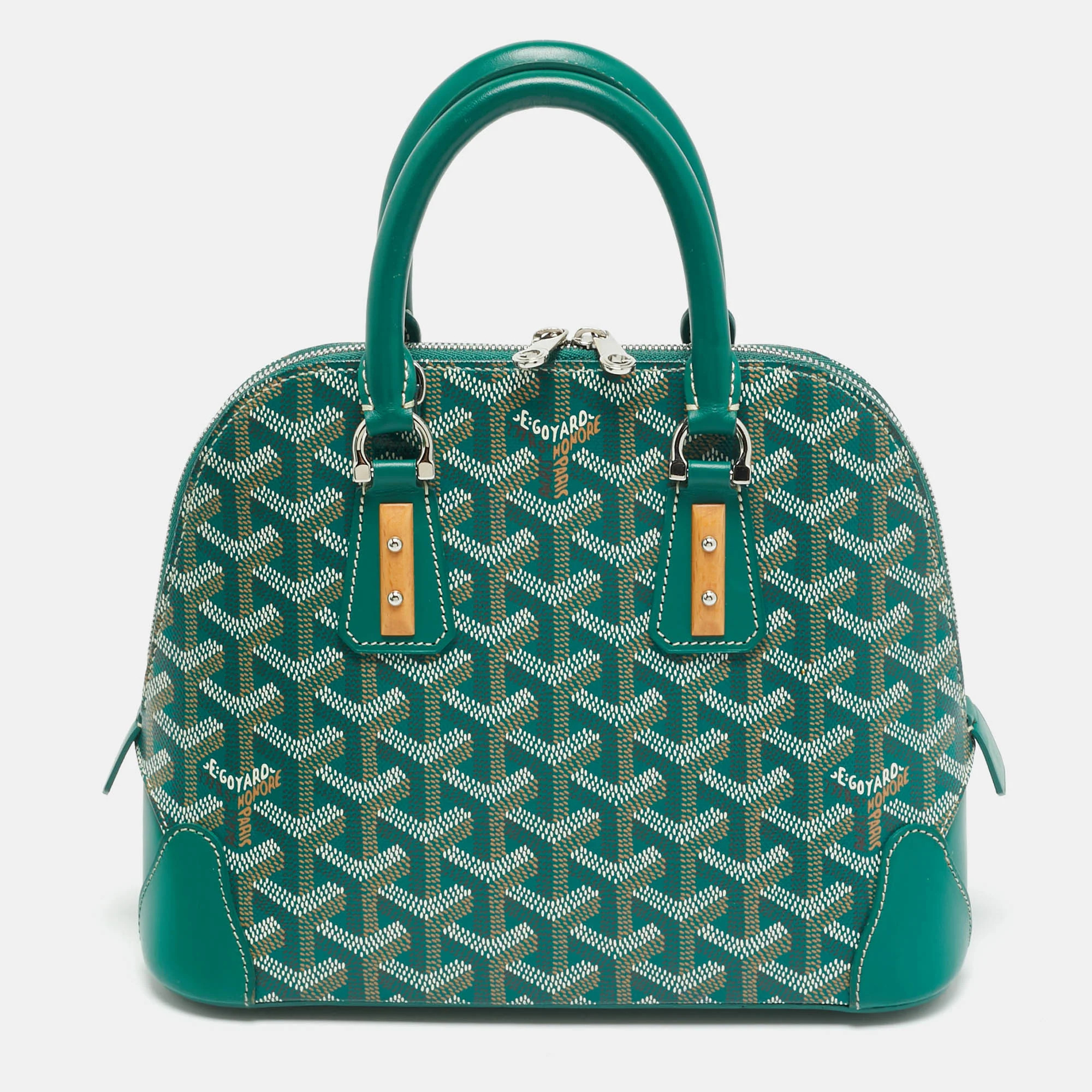 Goyard Vendome Mini Greeen Goyardine Coated Canvas And Leather Satchel | Shop Simon