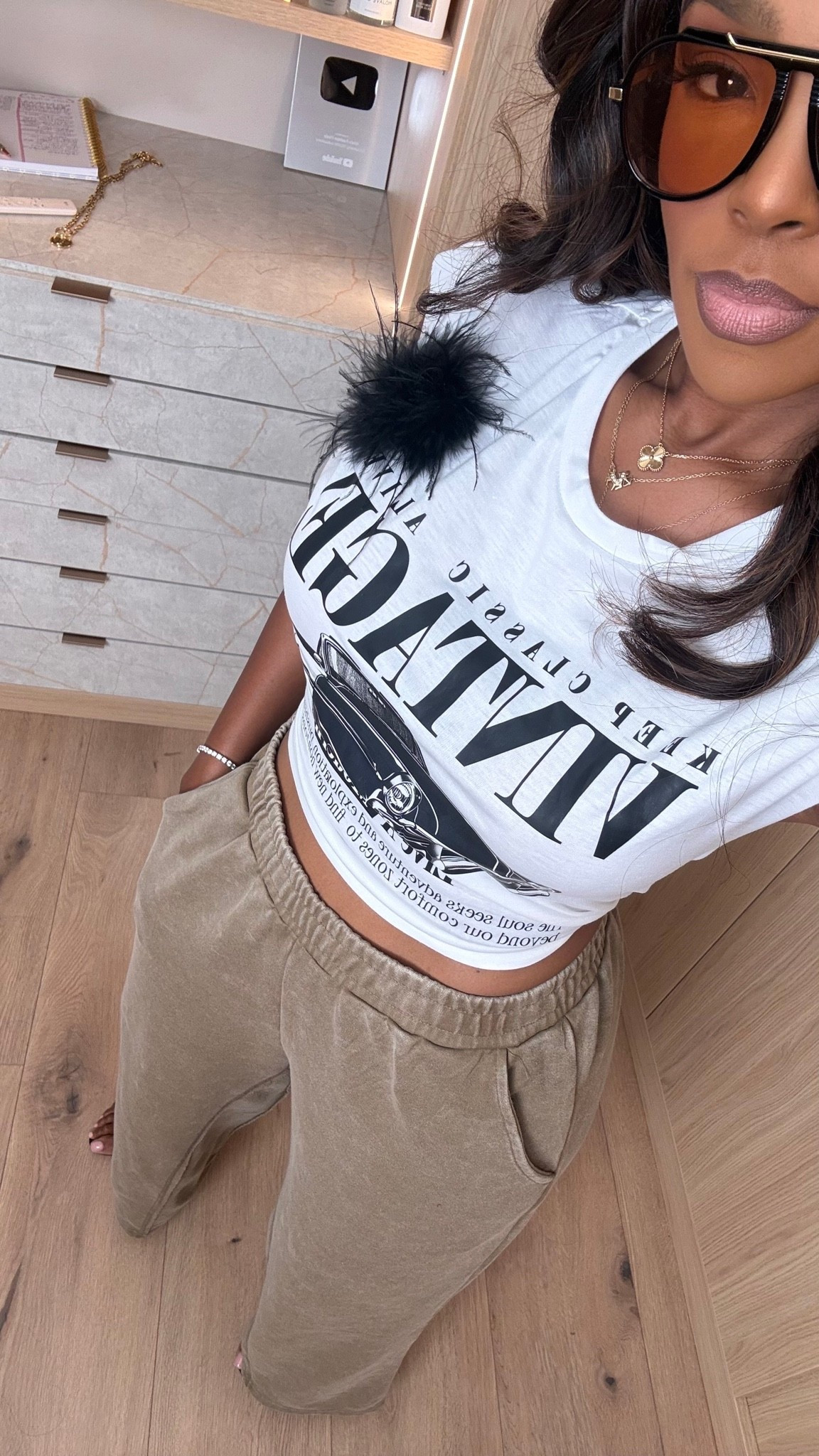 Hi Babes! 🖤✨

This is my definition of an elevated casual look! The vintage graphic tee paired with these relaxed pants is comfy enough for everyday but still looks so put together with a few chic accessories.

Fit Details:
• Exact vintage graphic tee
• Exact relaxed pants
• True to size
• Soft, comfortable fit
• Styled with slides, a quilted bag, and layered gold jewelry

Where to wear:
• Running errands
• Coffee runs
• Travel days
• Casual lunch
• Weekend shopping
• Everyday wear

Everything is linked below!

xx, Kira | IG: KirasFashionFinds

Measurements:
Kira: 5'4" | Size Small | 140 lbs