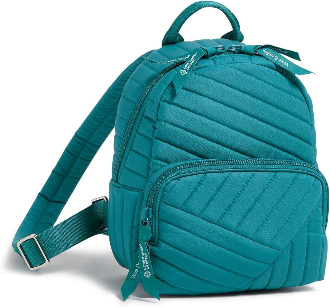 Vera Bradley Cotton Mini Backpack Purse, Forever Green | Amazon (US)