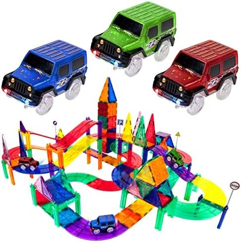 PicassoTiles 128 Piece Race Car Track Building Block Educational Toy Set Magnetic Tiles Magnet Pl... | Amazon (US)