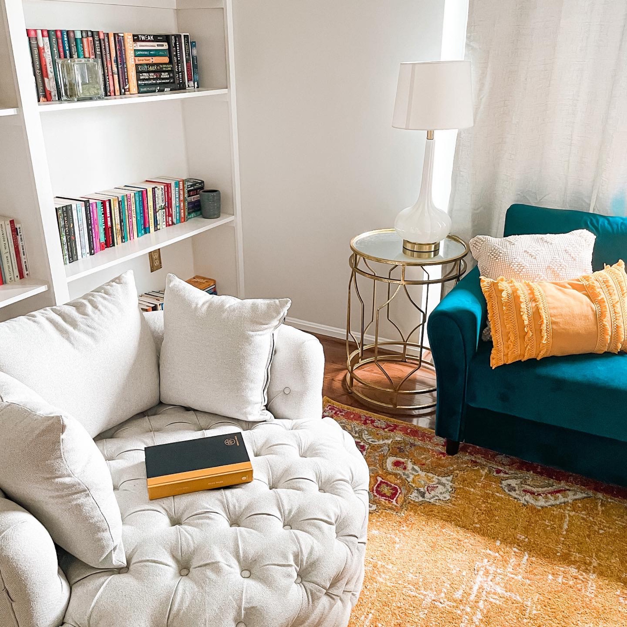 Reading room, reading book, sitting room, living room, living room furniture, velvet couch, reading chair, bookshelves, built-in bookshelves 

#LTKsalealert #LTKstyletip #LTKhome