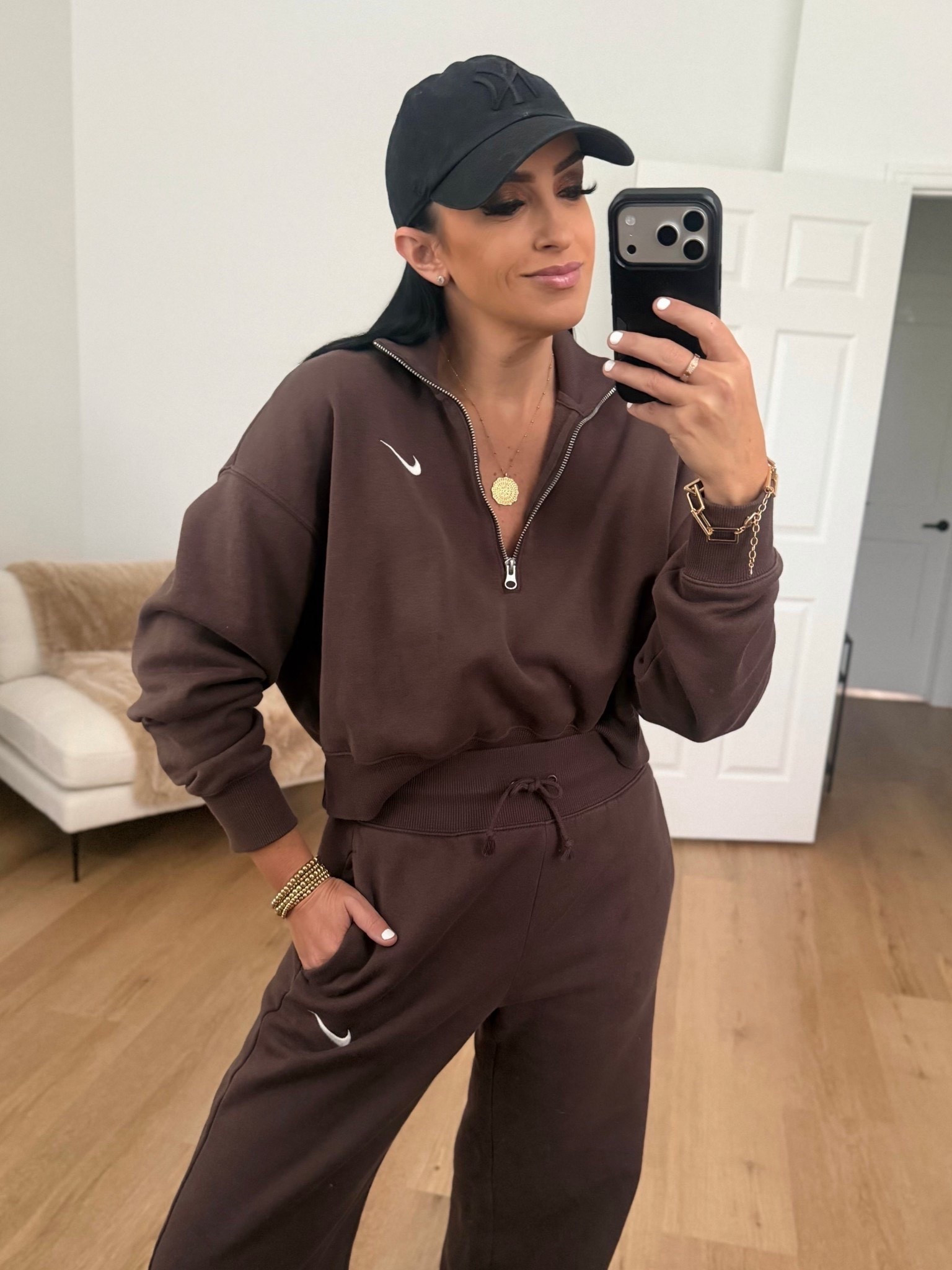 Nike sweatpants wearing size small. Nike 3/4 zip sweatshirt wearing size medium 