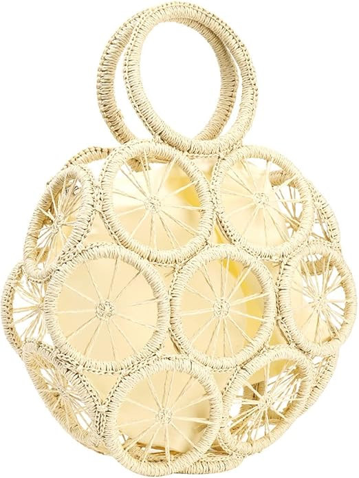 Womens Large Straw Beach Tote Hobo Summer Bag - Handwoven Straw Handbag | Amazon (US)