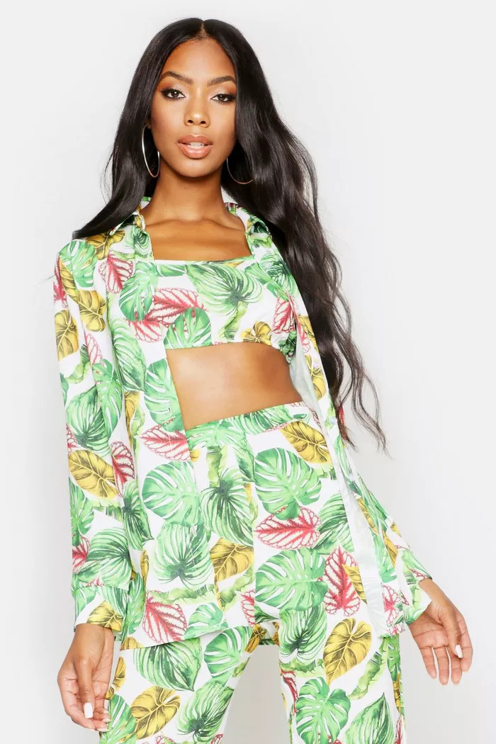Palm Print Shirt | Boohoo.com (UK & IE)