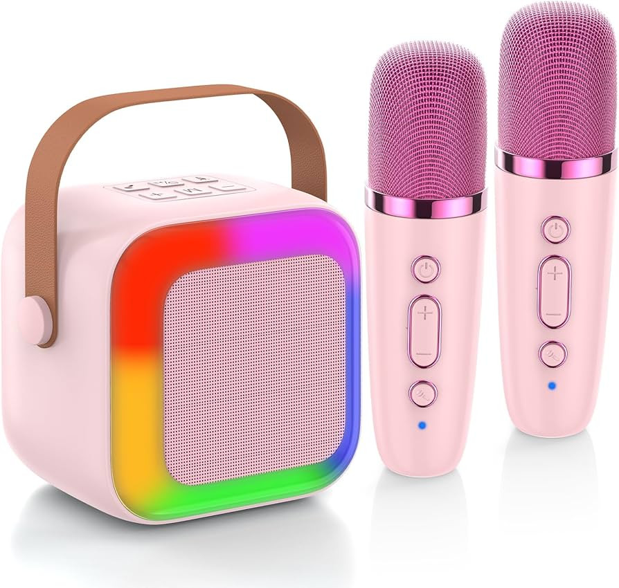 Mini Karaoke Machine for Kids Adults, Portable Bluetooth Speaker with 2 Wireless Microphones Colo... | Amazon (US)