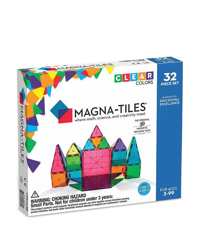 32 Pc. Clear Colors Magnetic Tiles Set - Ages 3+ | Bloomingdale's (US)