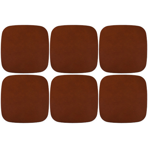 Set of 6 Tan Artisan Genuine Leather Coasters | Temple & Webster AU