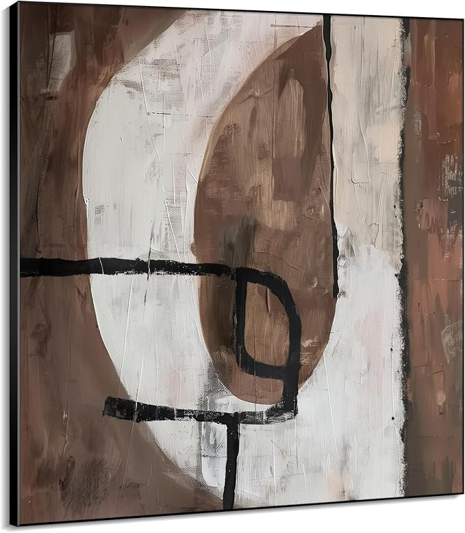 46"x46" XL Framed Wall Art - Abstract Shapes Minimalist Earth Tones (Frame Assembly Required) | Amazon (US)