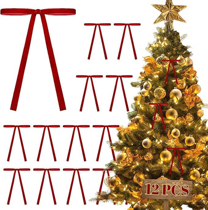 Christmas Bows Velvet Ribbon-Versatile Bow Decor for Vintage Christmas Decor&Indoor Christmas Dec... | Amazon (US)