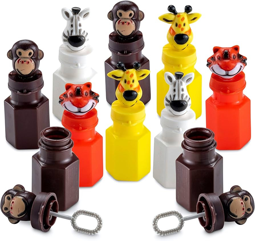 Bulk Animal Bubbles - (Pack of 24) Safari Party Favors, Mini Bubble Wand Bottles and Assorted Jun... | Amazon (US)