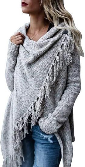 BIUBIONG Women's Long Sleeve Open Front Bohemian Knitted Cardigan | Amazon (CA)