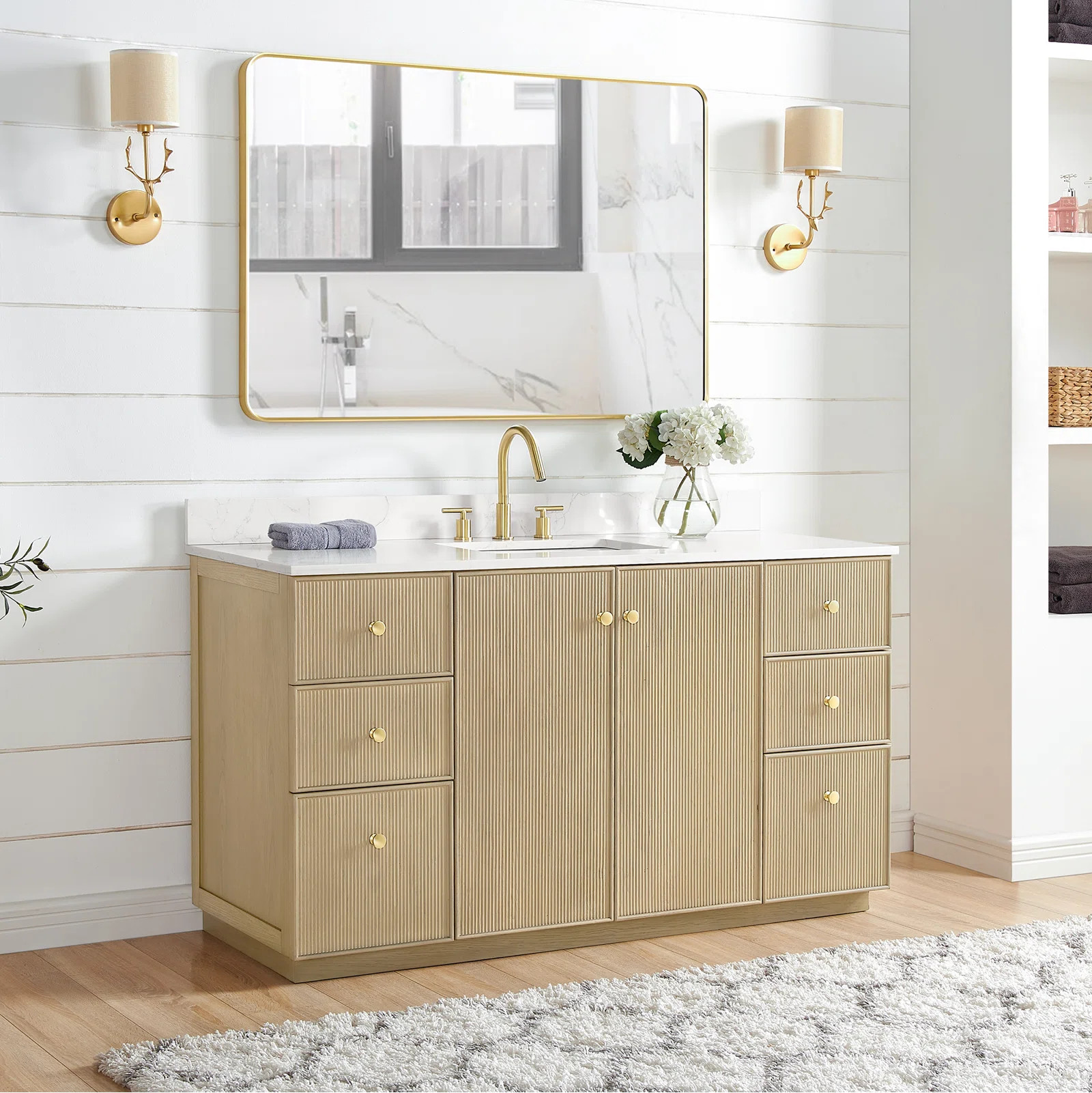 Waubun Rally 60'' Free Standing Single Bathroom Vanity with Calacatta Quartz Top | Wayfair North America