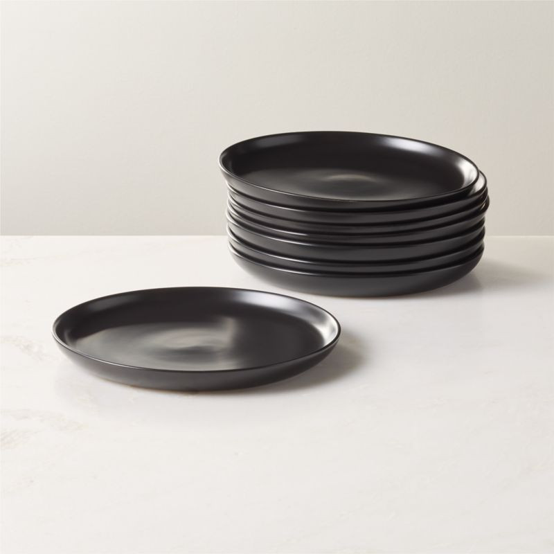 Mori Matte Black Salad Plates Set of 8 + Reviews | CB2 | CB2