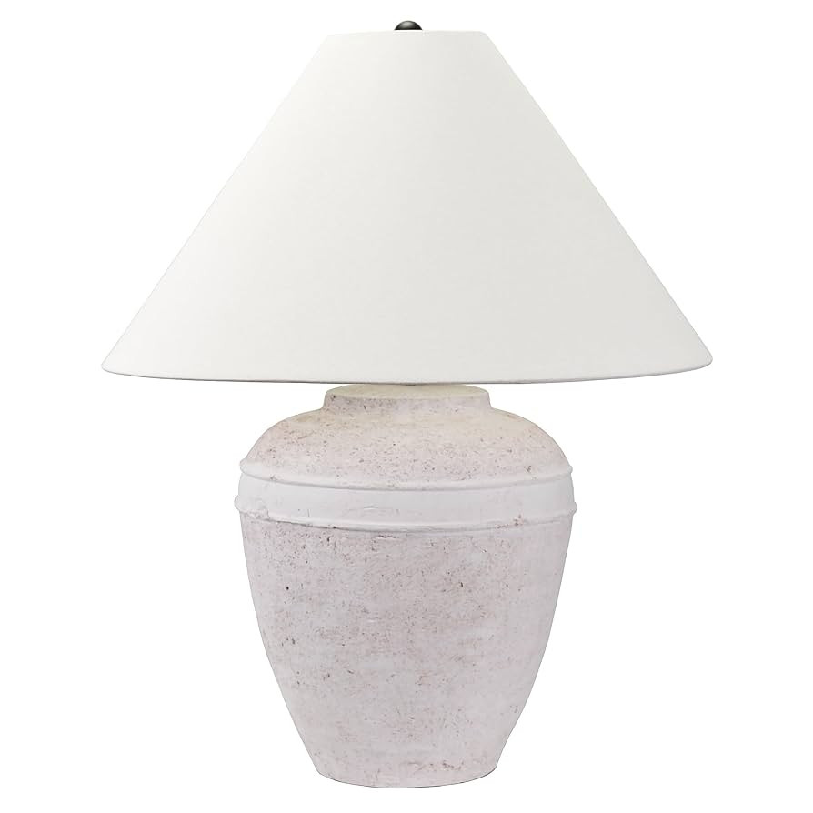 Henn&Hart 23" Tall Ceramic Table Lamp with Fabric Shade in White Terracotta/White | Amazon (US)
